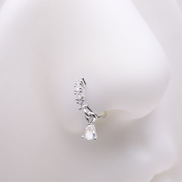 Detail View 1 of Brilliant Teardrop Prong Gem Sparkle Multi-Gem Lined Bendable Hoop Ring-Clear Gem